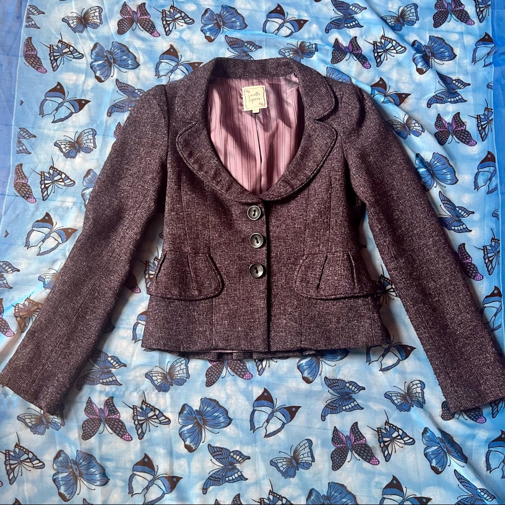Nanette Lepore deep purple peplum blazer size 2